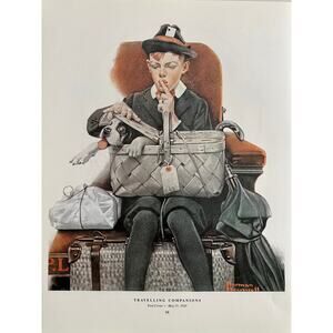 Travelling Companion, Dog, Stowaway, Courting, Love Norman Rockwell, Book Page